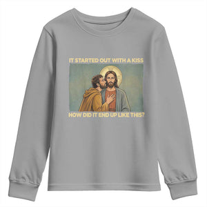 It Started Out With A Kiss Christian Easter Youth Sweatshirt Judas Betrayal Biblical Scene Faith Reflection Gift TS02 Sport Gray Print Your Wear
