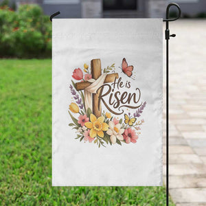 He Is Risen Floral Cross Christian Easter Garden Flag Spring Flowers Butterfly Faith Inspirational Gift TS02 Print Your Wear