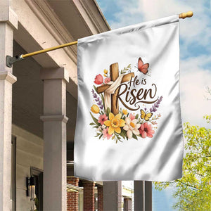 He Is Risen Floral Cross Christian Easter Garden Flag Spring Flowers Butterfly Faith Inspirational Gift TS02 Print Your Wear