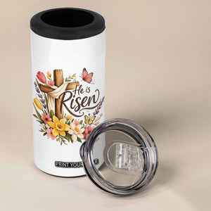 He Is Risen Floral Cross Christian Easter 4 in 1 Can Cooler Tumbler Spring Flowers Butterfly Faith Inspirational Gift TS02 Print Your Wear