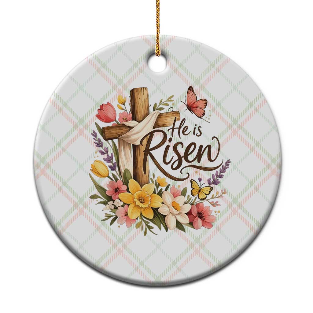 He Is Risen Floral Cross Christian Easter Ceramic Ornament Spring Flowers Butterfly Faith Inspirational Gift TS02 1pc Christmas Plaid Print Your Wear