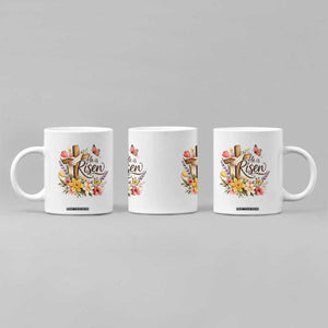 He Is Risen Floral Cross Christian Easter Coffee Mug Spring Flowers Butterfly Faith Inspirational Gift TS02 Print Your Wear