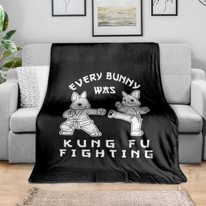 Funny Easter Rabbit Martial Arts Throw Blanket Every Bunny Was Kung Fu Fighting Cute Bunny Humor Gift TS02 Print Your Wear