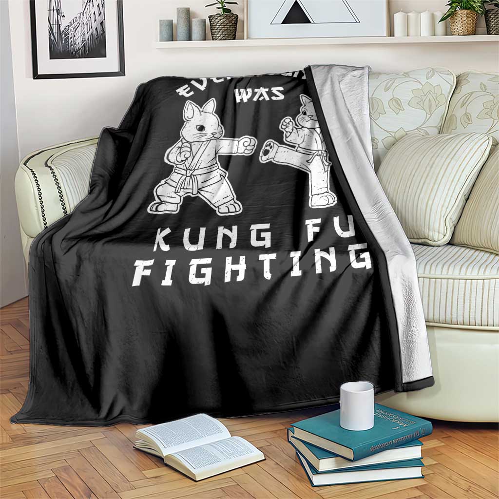 Funny Easter Rabbit Martial Arts Throw Blanket Every Bunny Was Kung Fu Fighting Cute Bunny Humor Gift TS02 Print Your Wear