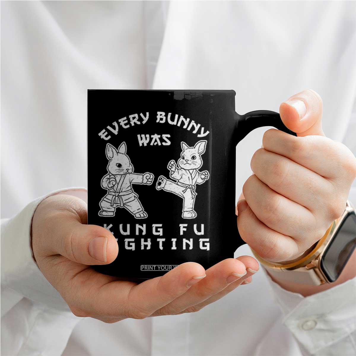 Funny Easter Rabbit Martial Arts Coffee Mug Every Bunny Was Kung Fu Fighting Cute Bunny Humor Gift TS02 Print Your Wear