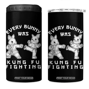 Funny Easter Rabbit Martial Arts 4 in 1 Can Cooler Tumbler Every Bunny Was Kung Fu Fighting Cute Bunny Humor Gift TS02 One Size: 16 oz Black Print Your Wear