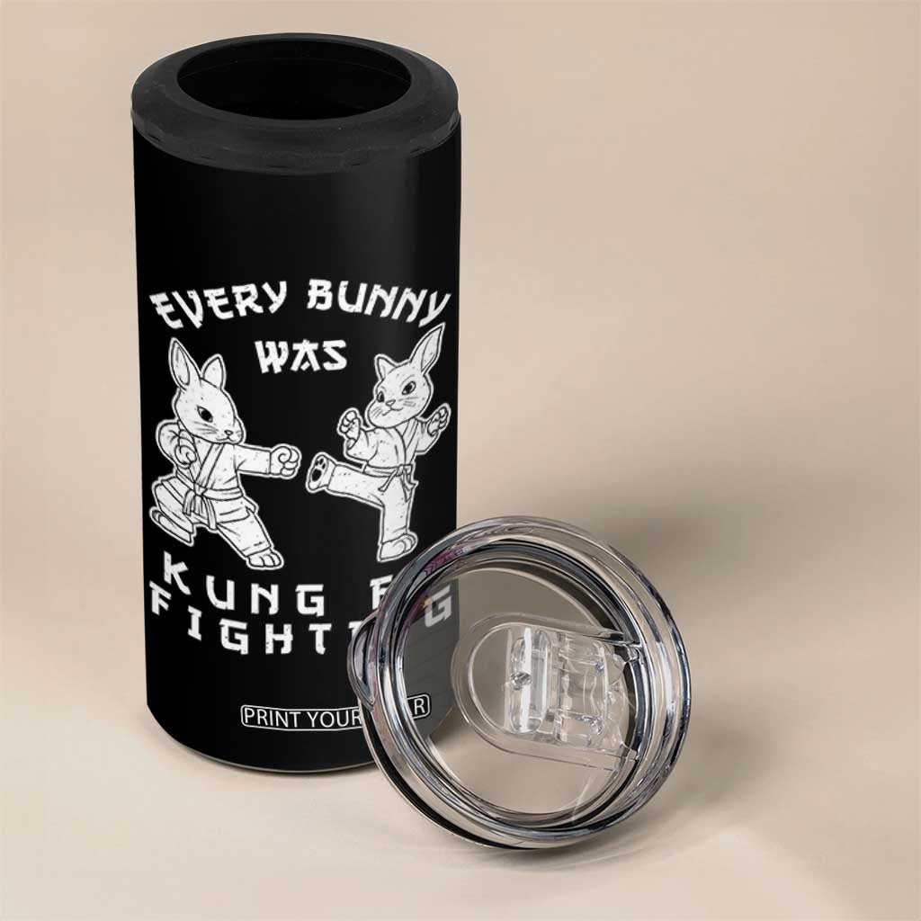 Funny Easter Rabbit Martial Arts 4 in 1 Can Cooler Tumbler Every Bunny Was Kung Fu Fighting Cute Bunny Humor Gift TS02 Print Your Wear