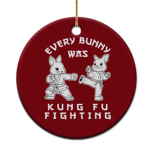 Funny Easter Rabbit Martial Arts Ceramic Ornament Every Bunny Was Kung Fu Fighting Cute Bunny Humor Gift TS02 1pc Red Print Your Wear