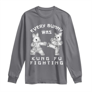 Funny Easter Rabbit Martial Arts Long Sleeve Shirt Every Bunny Was Kung Fu Fighting Cute Bunny Humor Gift TS02 Charcoal Print Your Wear