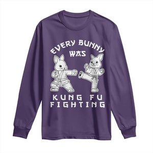 Funny Easter Rabbit Martial Arts Long Sleeve Shirt Every Bunny Was Kung Fu Fighting Cute Bunny Humor Gift TS02 Purple Print Your Wear