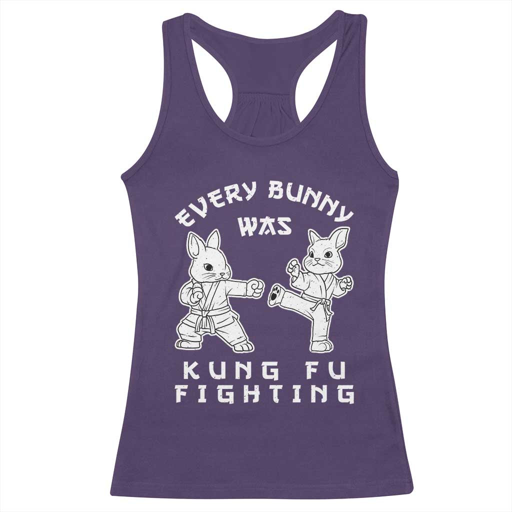 Funny Easter Rabbit Martial Arts Racerback Tank Top Every Bunny Was Kung Fu Fighting Cute Bunny Humor Gift TS02 Purple Print Your Wear