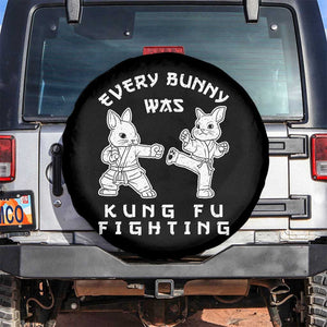 Funny Easter Rabbit Martial Arts Spare Tire Cover Every Bunny Was Kung Fu Fighting Cute Bunny Humor Gift TS02 No hole Black Print Your Wear
