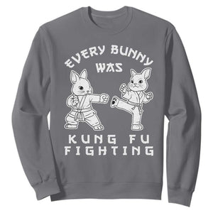 Funny Easter Rabbit Martial Arts Sweatshirt Every Bunny Was Kung Fu Fighting Cute Bunny Humor Gift TS02 Charcoal Print Your Wear