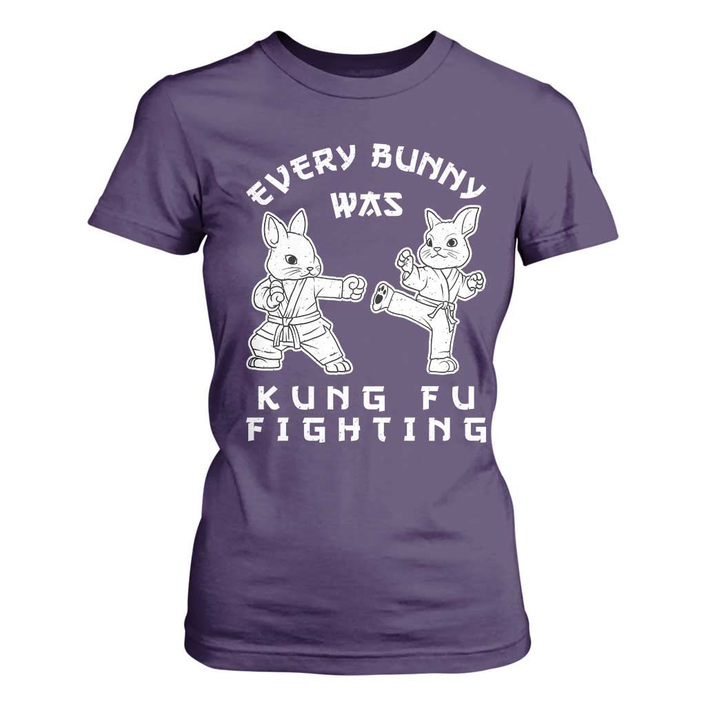 Funny Easter Rabbit Martial Arts T Shirt For Women Every Bunny Was Kung Fu Fighting Cute Bunny Humor Gift TS02 Purple Print Your Wear