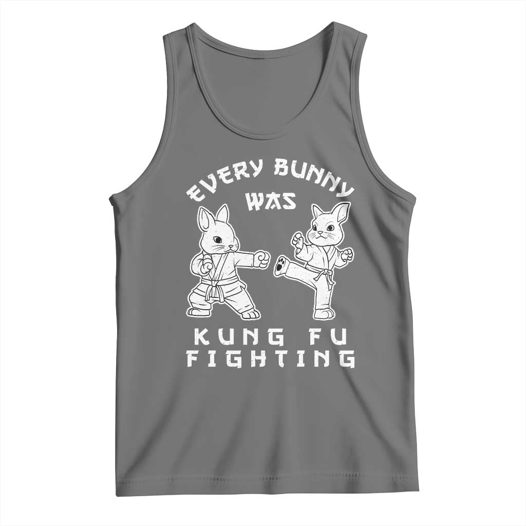 Funny Easter Rabbit Martial Arts Tank Top Every Bunny Was Kung Fu Fighting Cute Bunny Humor Gift TS02 Black Heather Print Your Wear