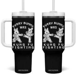 Funny Easter Rabbit Martial Arts Tumbler With Handle Every Bunny Was Kung Fu Fighting Cute Bunny Humor Gift TS02 One Size: 40 oz Black Print Your Wear