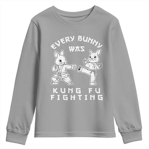Funny Easter Rabbit Martial Arts Youth Sweatshirt Every Bunny Was Kung Fu Fighting Cute Bunny Humor Gift TS02 Sport Gray Print Your Wear