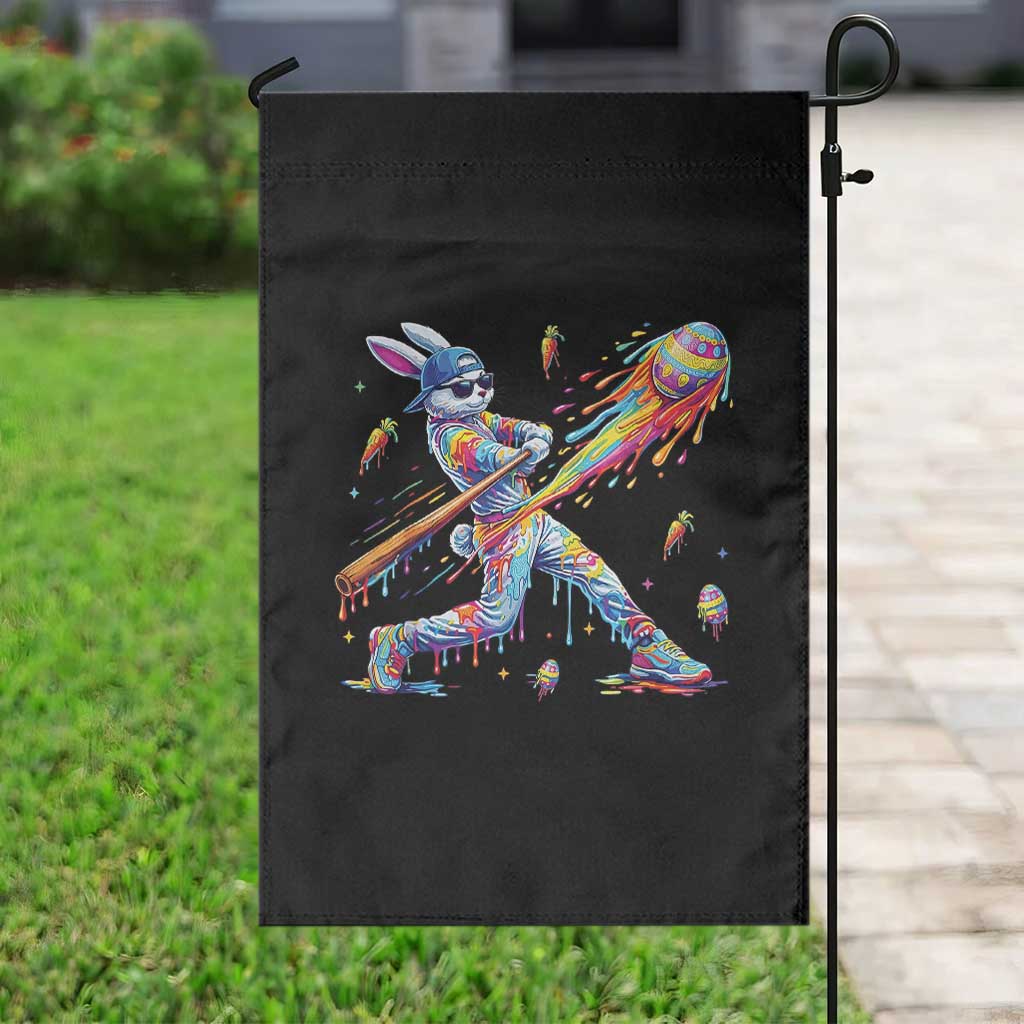 Cool Easter Bunny Baseball Player Neon Paint Splash Graphic Garden Flag Funny Rabbit Sports with Egg Bat Hit Gift TS02 Print Your Wear