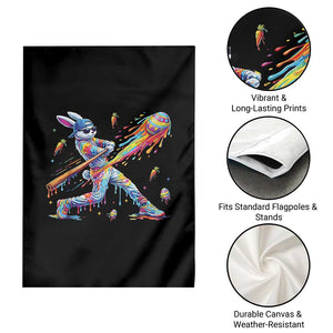 Cool Easter Bunny Baseball Player Neon Paint Splash Graphic Garden Flag Funny Rabbit Sports with Egg Bat Hit Gift TS02 Print Your Wear