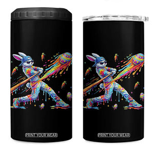 Cool Easter Bunny Baseball Player Neon Paint Splash Graphic 4 in 1 Can Cooler Tumbler Funny Rabbit Sports with Egg Bat Hit Gift TS02 One Size: 16 oz Black Print Your Wear