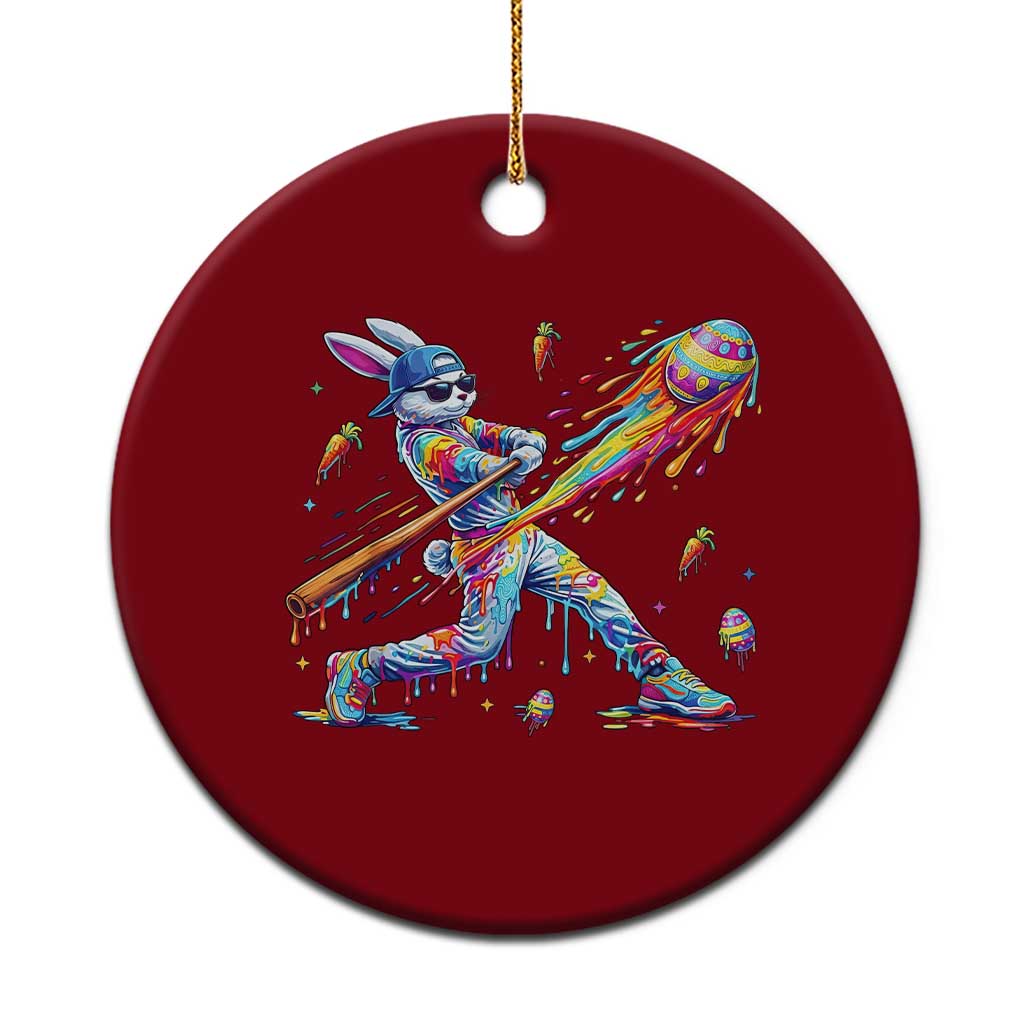 Cool Easter Bunny Baseball Player Neon Paint Splash Graphic Ceramic Ornament Funny Rabbit Sports with Egg Bat Hit Gift TS02 1pc Red Print Your Wear