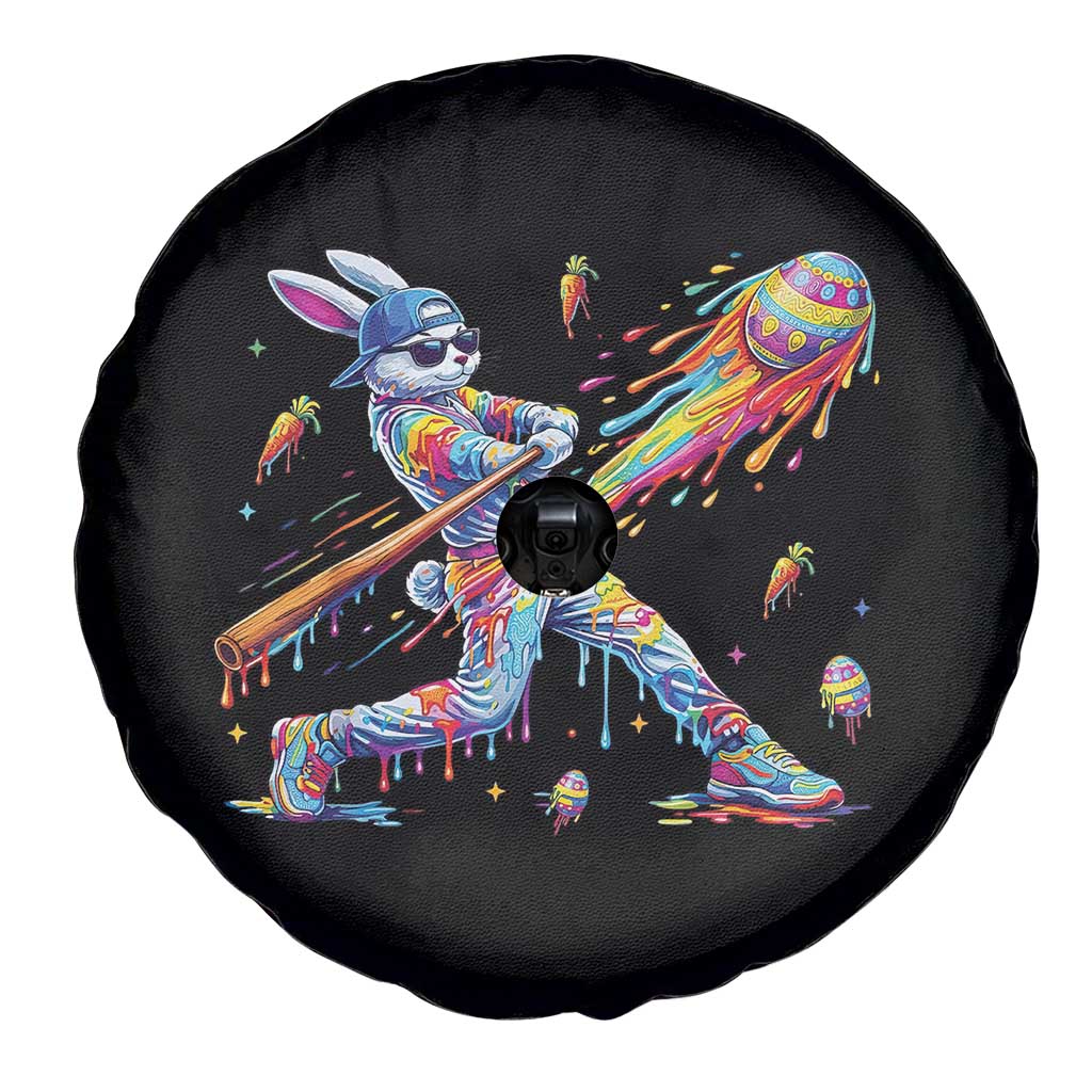 Cool Easter Bunny Baseball Player Neon Paint Splash Graphic Spare Tire Cover Funny Rabbit Sports with Egg Bat Hit Gift TS02 Print Your Wear