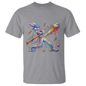 Cool Easter Bunny Baseball Player Neon Paint Splash Graphic T Shirt Funny Rabbit Sports with Egg Bat Hit Gift TS02 Sport Gray Print Your Wear