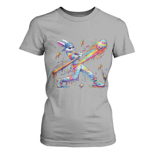 Cool Easter Bunny Baseball Player Neon Paint Splash Graphic T Shirt For Women Funny Rabbit Sports with Egg Bat Hit Gift TS02 Sport Gray Print Your Wear