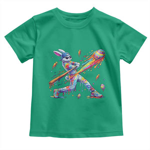 Cool Easter Bunny Baseball Player Neon Paint Splash Graphic Toddler T Shirt Funny Rabbit Sports with Egg Bat Hit Gift TS02 Irish Green Print Your Wear