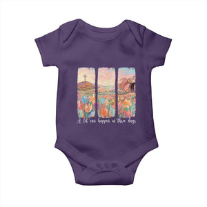 A Lot Can Happen In Three Days Christian Easter Baby Onesie Empty Tomb Cross Landscape Faith Inspirational Gift TS02 Purple Print Your Wear