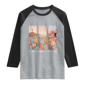A Lot Can Happen In Three Days Christian Easter Raglan Shirt Empty Tomb Cross Landscape Faith Inspirational Gift TS02 Heather Gray Black Print Your Wear