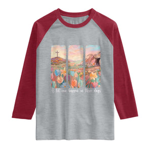 A Lot Can Happen In Three Days Christian Easter Raglan Shirt Empty Tomb Cross Landscape Faith Inspirational Gift TS02 Heather Gray Heather Red Print Your Wear