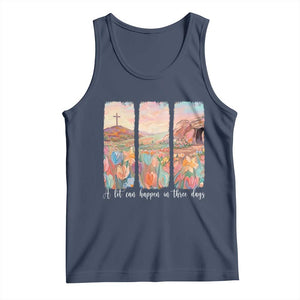 A Lot Can Happen In Three Days Christian Easter Tank Top Empty Tomb Cross Landscape Faith Inspirational Gift TS02 Navy Print Your Wear