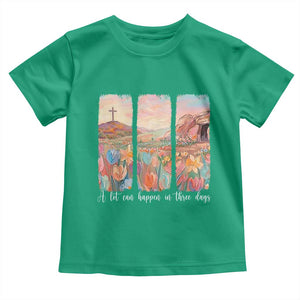A Lot Can Happen In Three Days Christian Easter Toddler T Shirt Empty Tomb Cross Landscape Faith Inspirational Gift TS02 Irish Green Print Your Wear