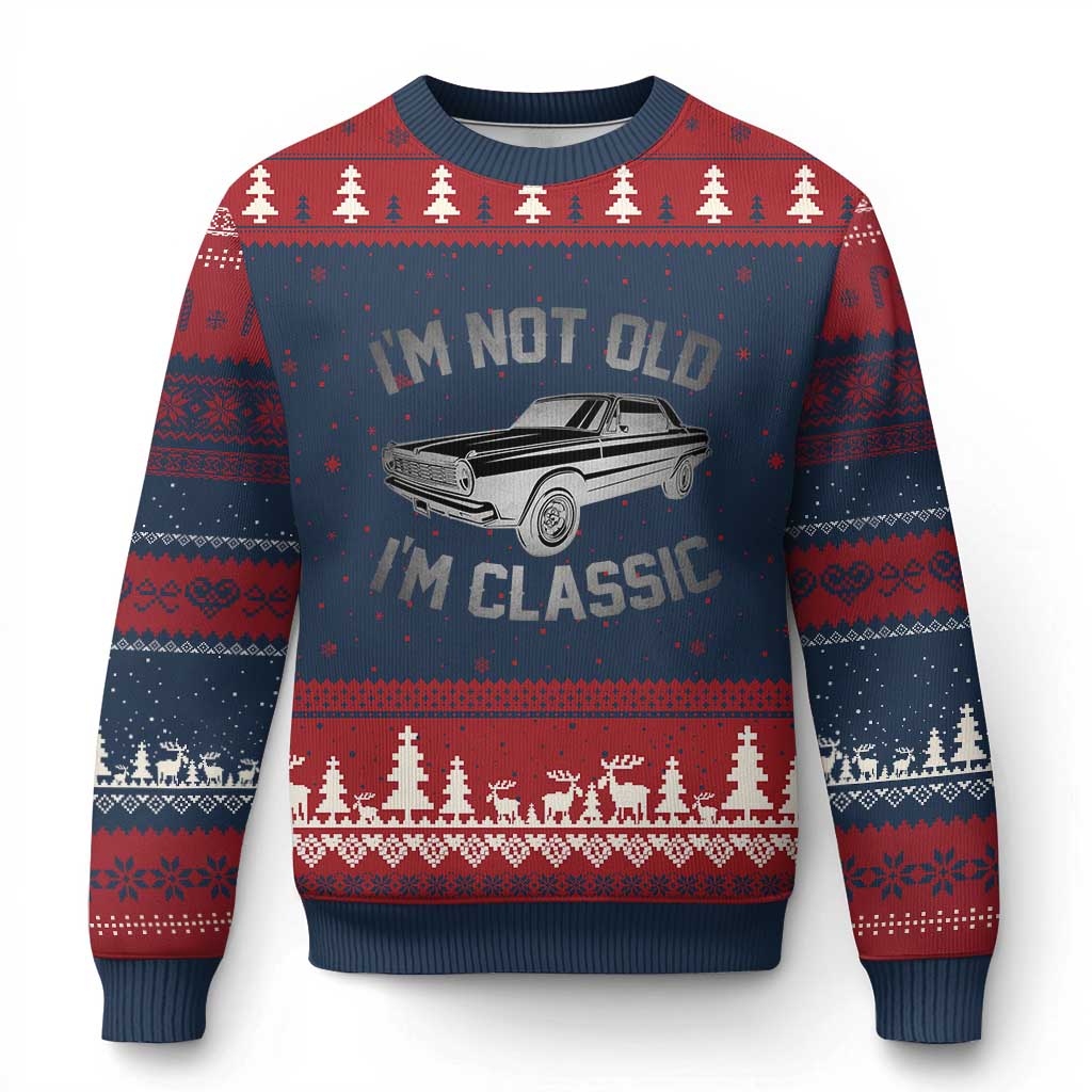 Im Not Old Im Classic Ugly Christmas Sweater Retro Dad Funny Vintage Muscle Car Lover Gift for Men TS02 Navy Red Print Your Wear
