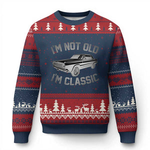 Im Not Old Im Classic Ugly Christmas Sweater Retro Dad Funny Vintage Muscle Car Lover Gift for Men TS02 Navy Red Print Your Wear