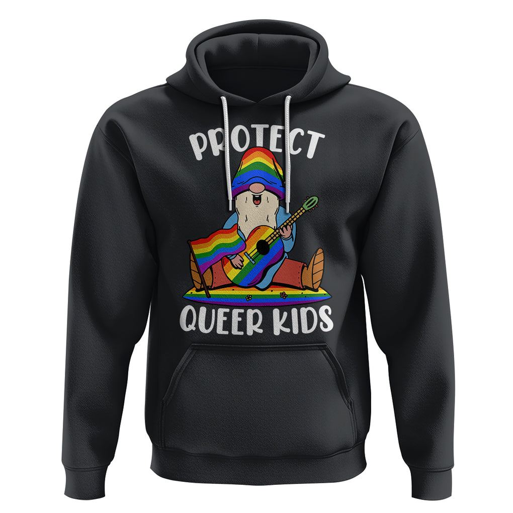 Protect Queer Kids Hoodie Gnome Ally LGBT Pride History Month Support TS02 Black Printyourwear