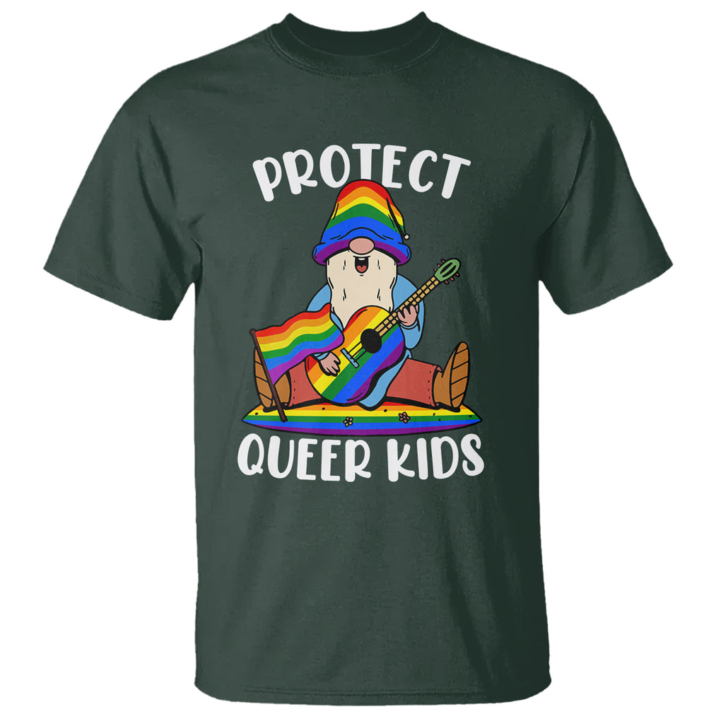 Protect Queer Kids T Shirt Gnome Ally LGBT Pride History Month Support TS02 Dark Forest Green Printyourwear