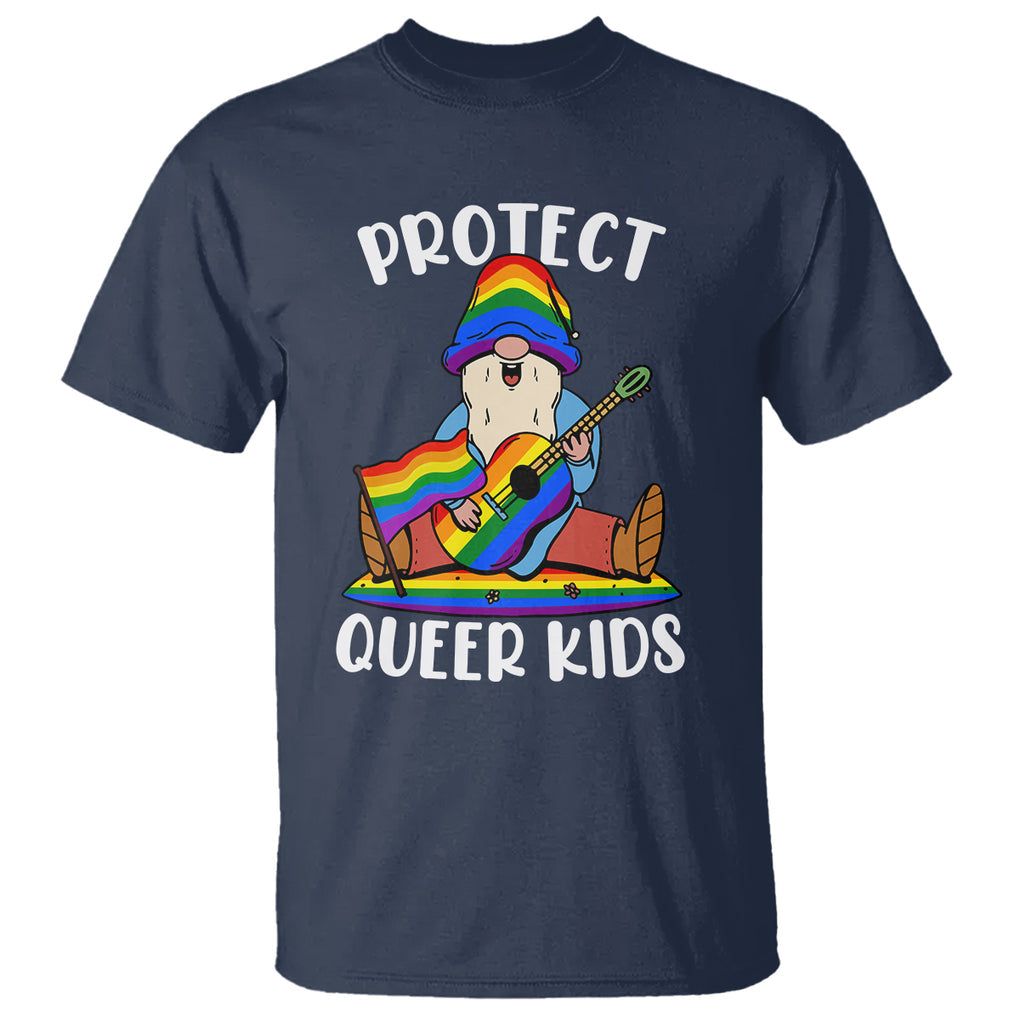 Protect Queer Kids T Shirt Gnome Ally LGBT Pride History Month Support TS02 Navy Printyourwear