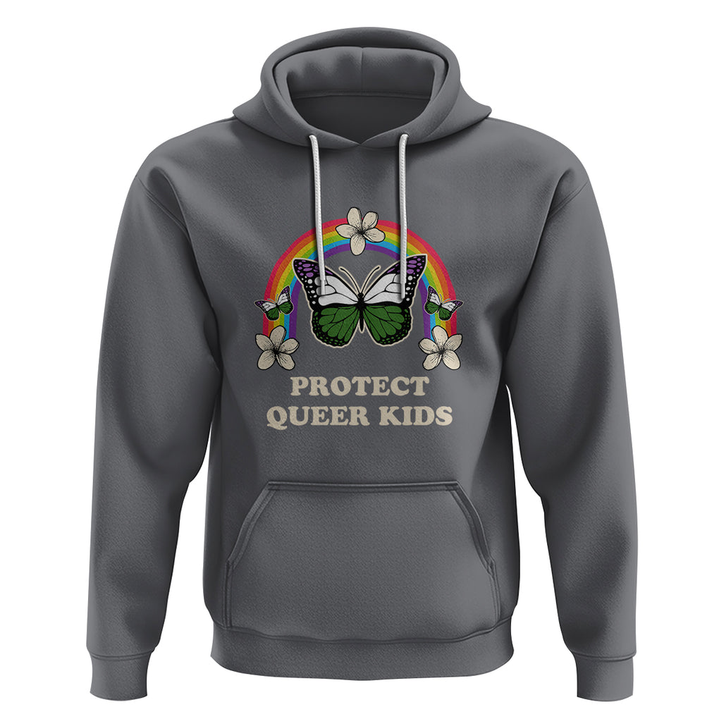 Protect Queer Kids Hoodie Butterfly Ally LGBT Pride History Month Support TS02 Charcoal Printyourwear