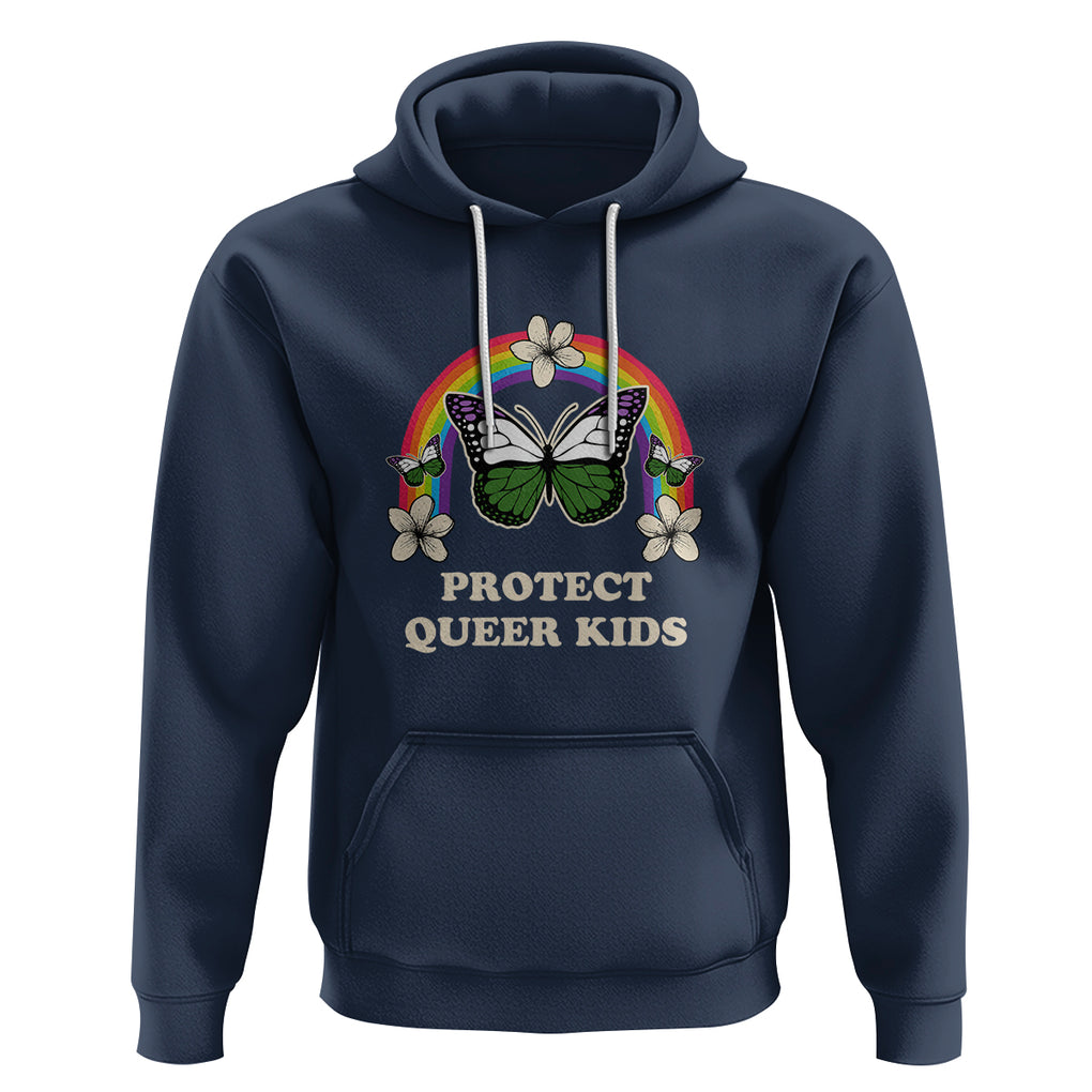Protect Queer Kids Hoodie Butterfly Ally LGBT Pride History Month Support TS02 Navy Printyourwear