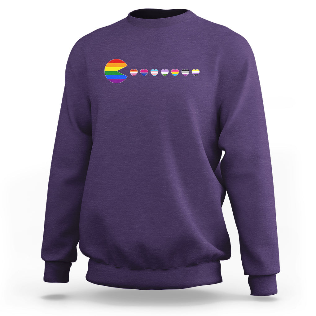 Funny LGBT Pride Sweatshirt Video Game Pie Eating LGBTQ Flag TS02 Purple Printyourwear