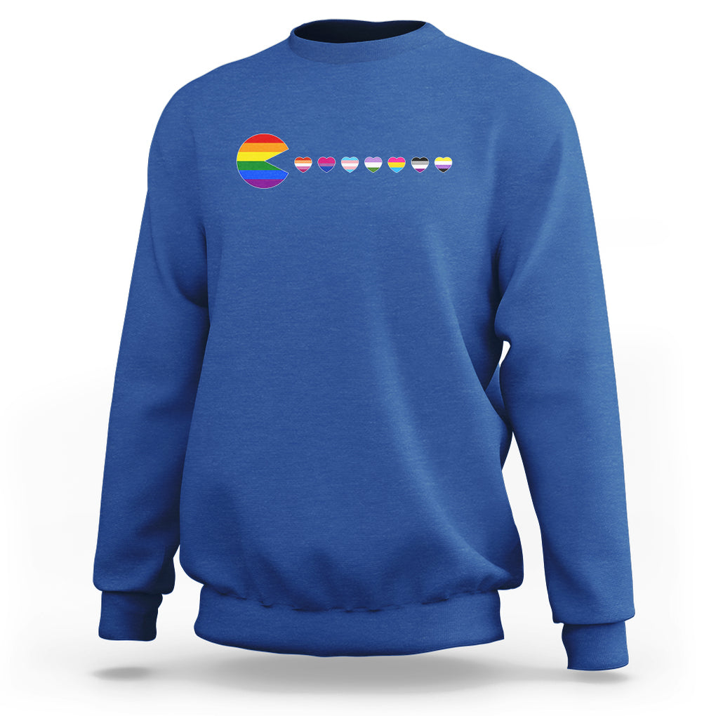 Funny LGBT Pride Sweatshirt Video Game Pie Eating LGBTQ Flag TS02 Royal Blue Printyourwear