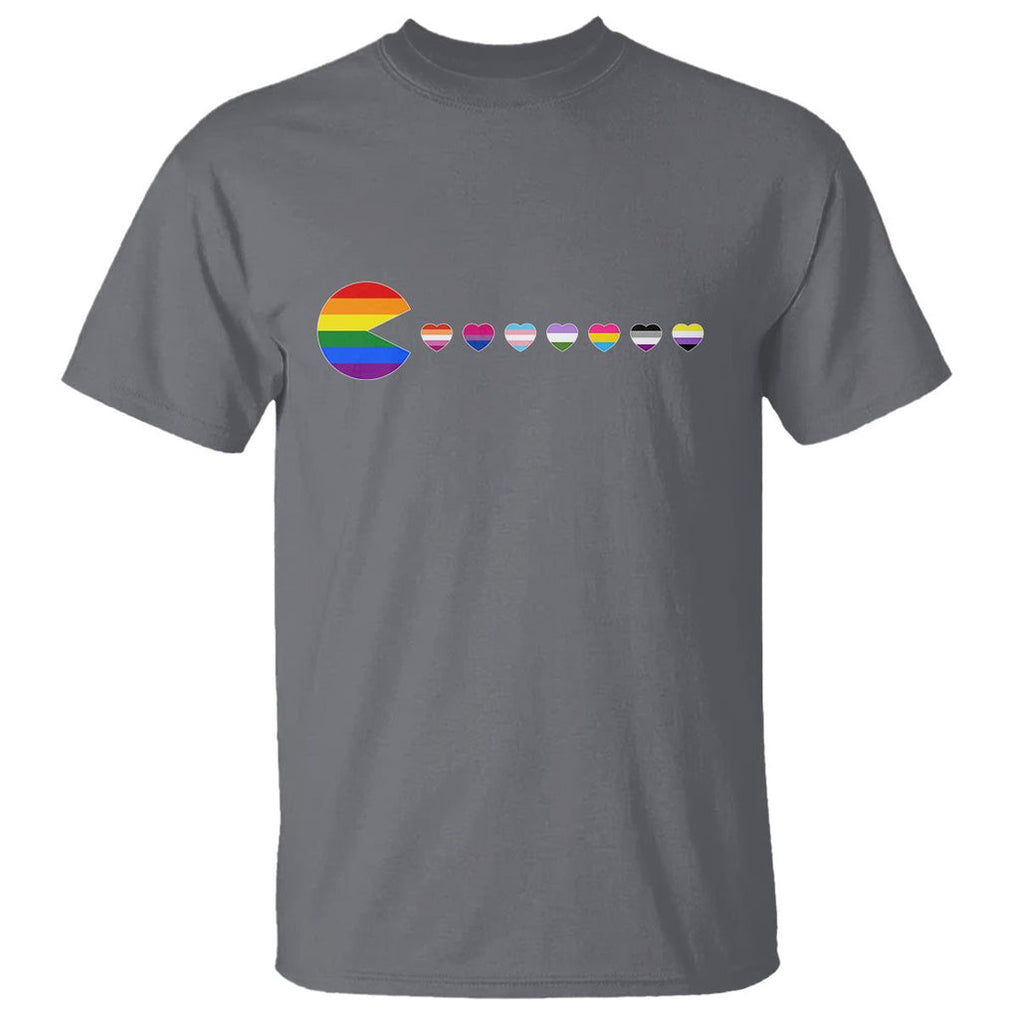 Funny LGBT Pride T Shirt Video Game Pie Eating LGBTQ Flag TS02 Charcoal Printyourwear