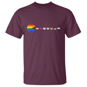 Funny LGBT Pride T Shirt Video Game Pie Eating LGBTQ Flag TS02 Maroon Printyourwear