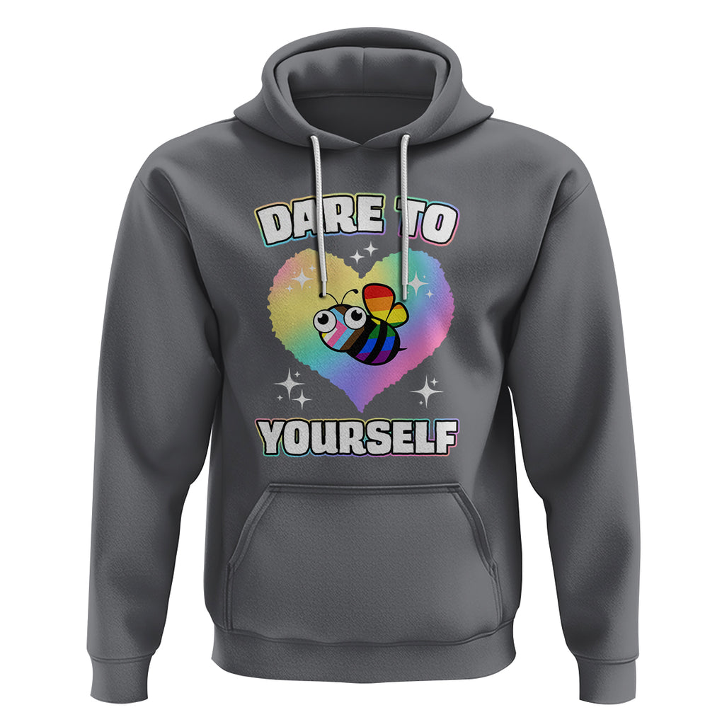 LGBT Cute Bee Hoodie Dare To Be Yourself LGBTQIA Gay Pride Flag TS02 Charcoal Printyourwear
