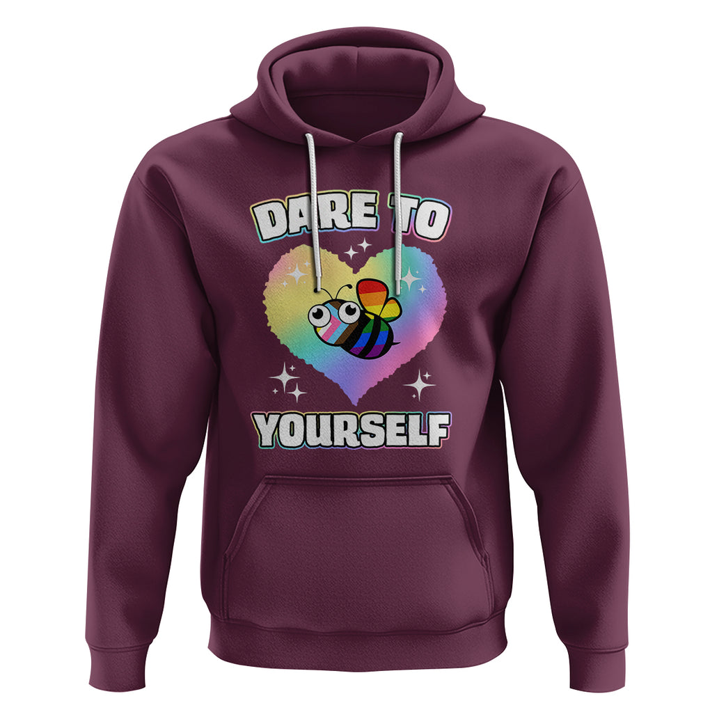 LGBT Cute Bee Hoodie Dare To Be Yourself LGBTQIA Gay Pride Flag TS02 Maroon Printyourwear