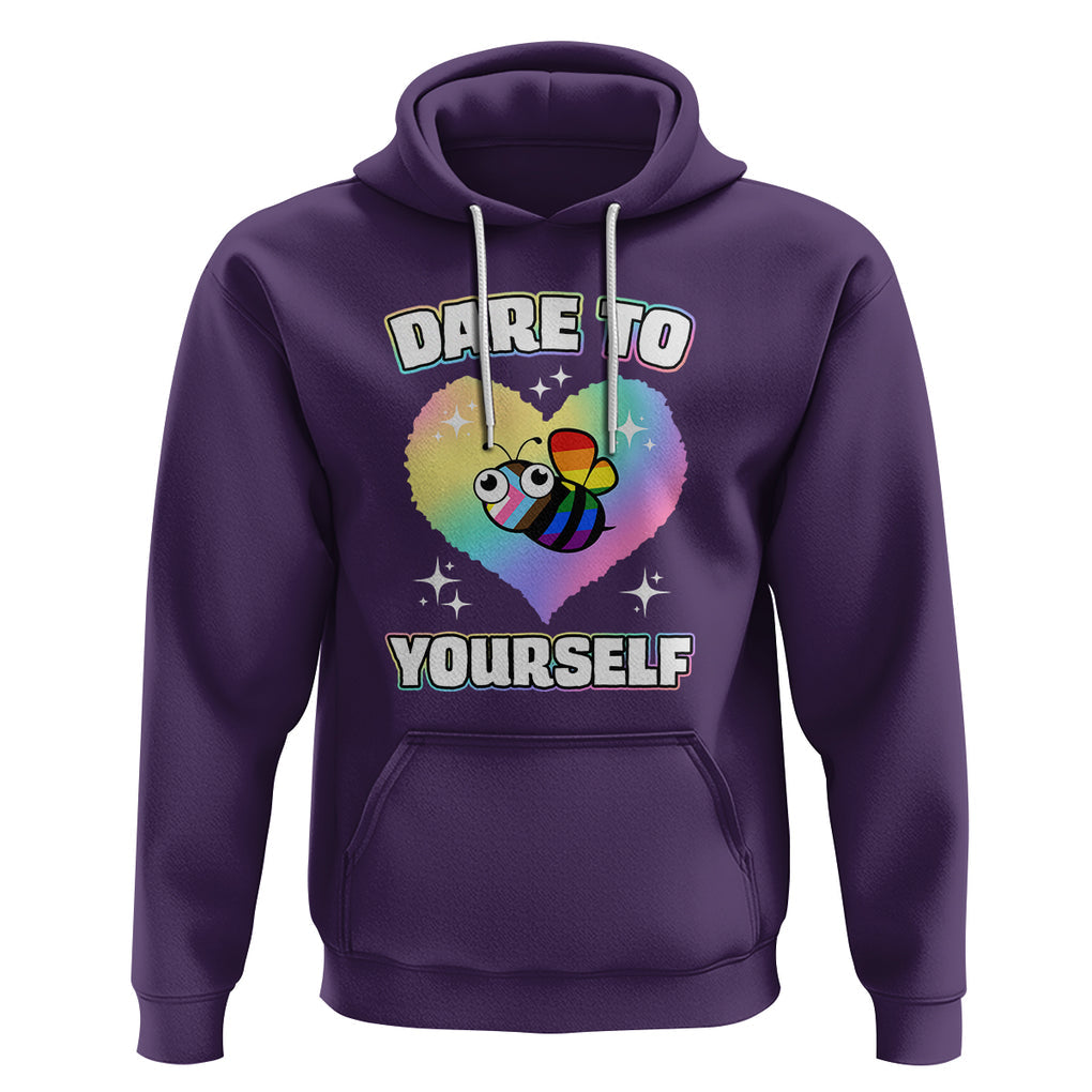 LGBT Cute Bee Hoodie Dare To Be Yourself LGBTQIA Gay Pride Flag TS02 Purple Printyourwear