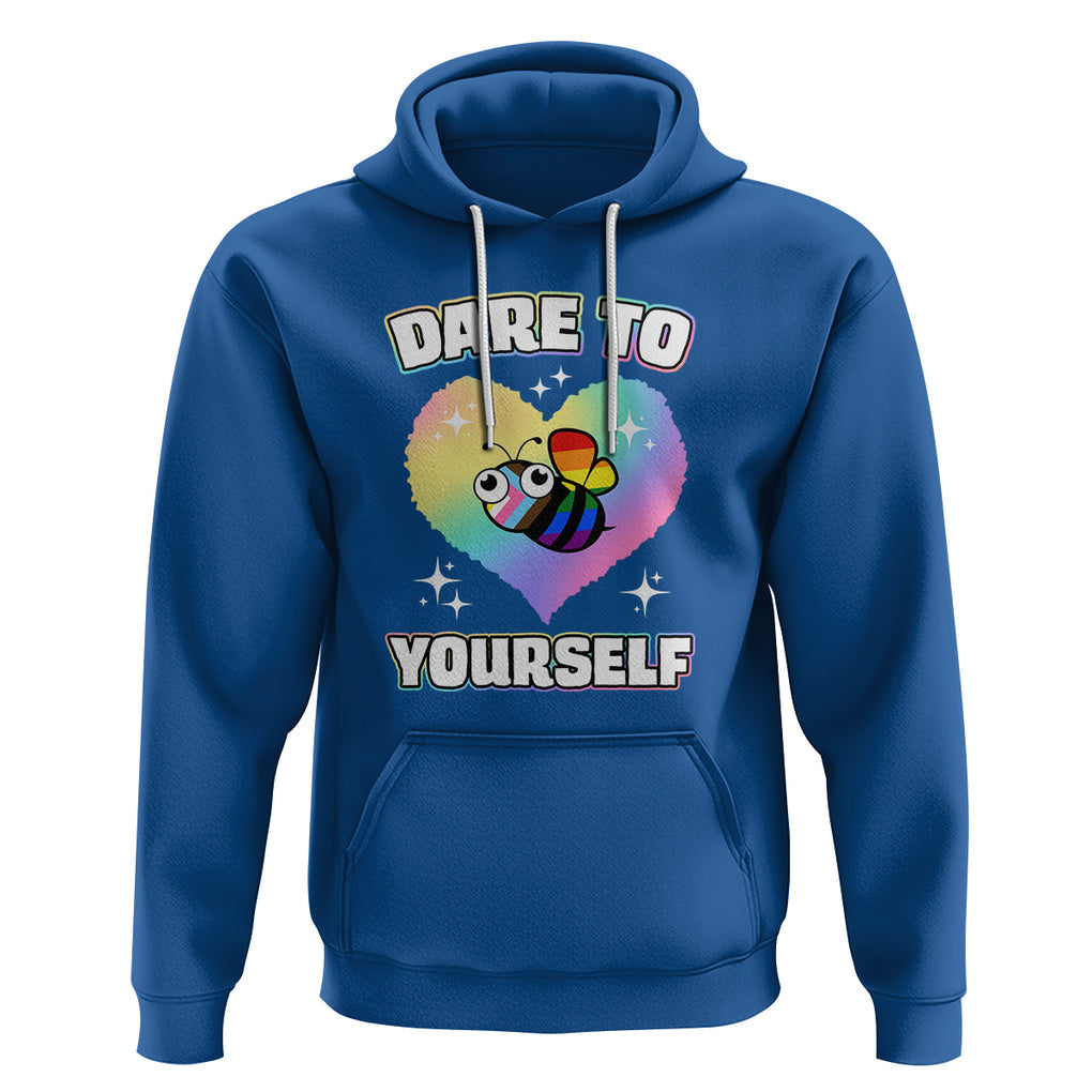 LGBT Cute Bee Hoodie Dare To Be Yourself LGBTQIA Gay Pride Flag TS02 Royal Blue Printyourwear