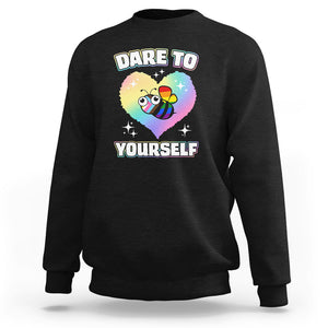 LGBT Cute Bee Sweatshirt Dare To Be Yourself LGBTQIA Gay Pride Flag TS02 Black Printyourwear